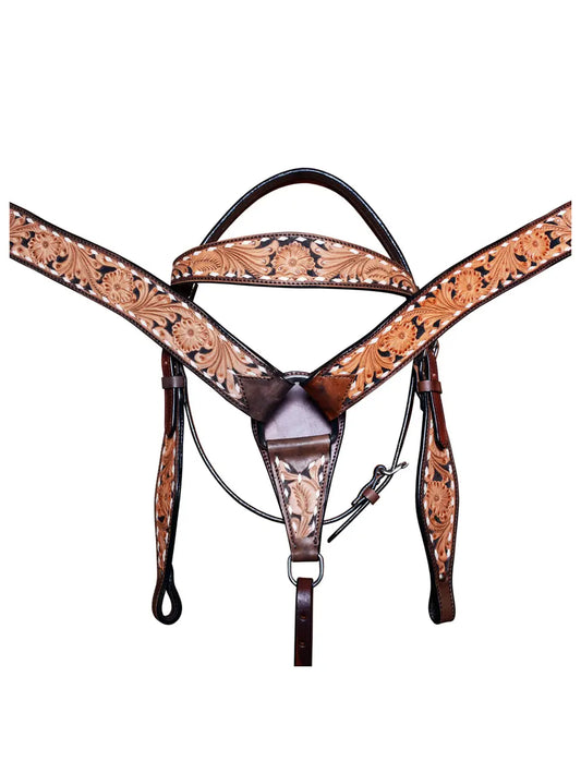 Horse Leather Headstall & Breast Collar Side Buck Stitch