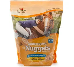 Butterscotch Flavored Manna Pro Bite-Size Nuggets for Horses – Horse Training Treats – Treats for Horses – 4 pounds