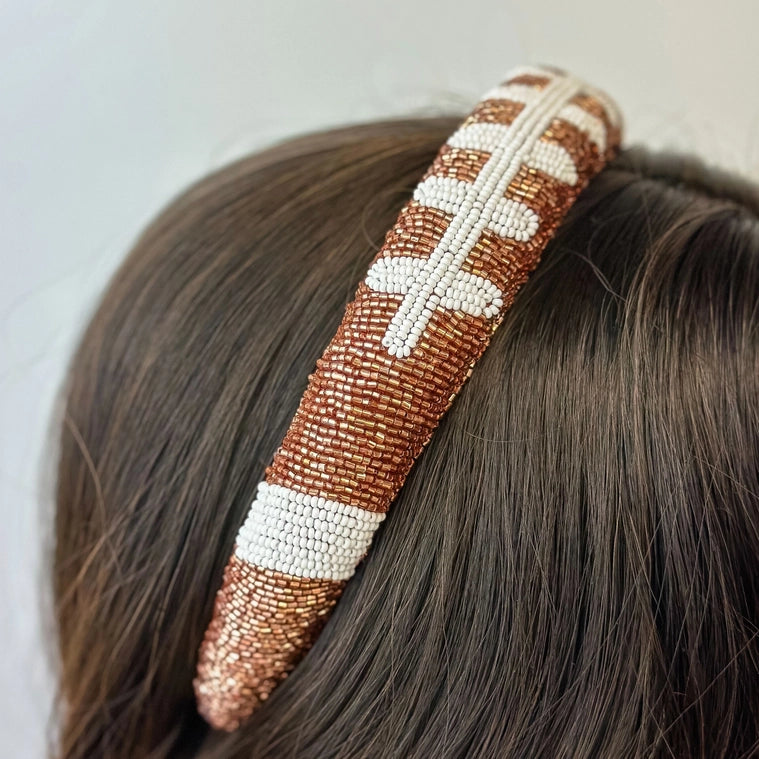 All Over Seed Bead Football Headband