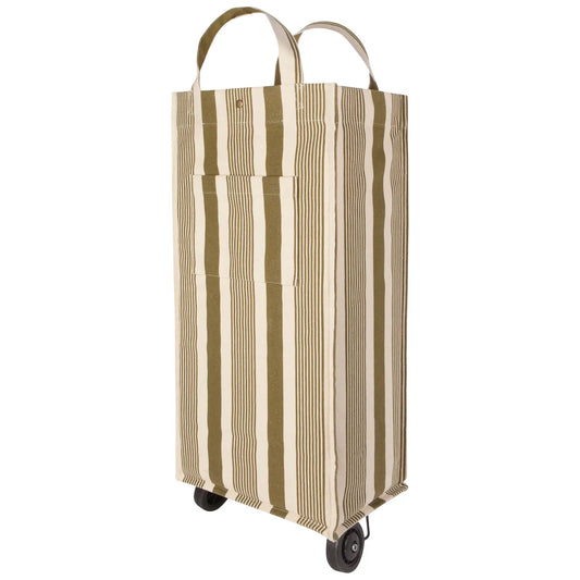 Sage Stripe Canvas Shopping Trolley