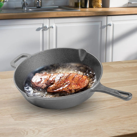 3 Piece Pre Seasoned Cast Iron Frying Pan Set- 6, 8, 10 Inch