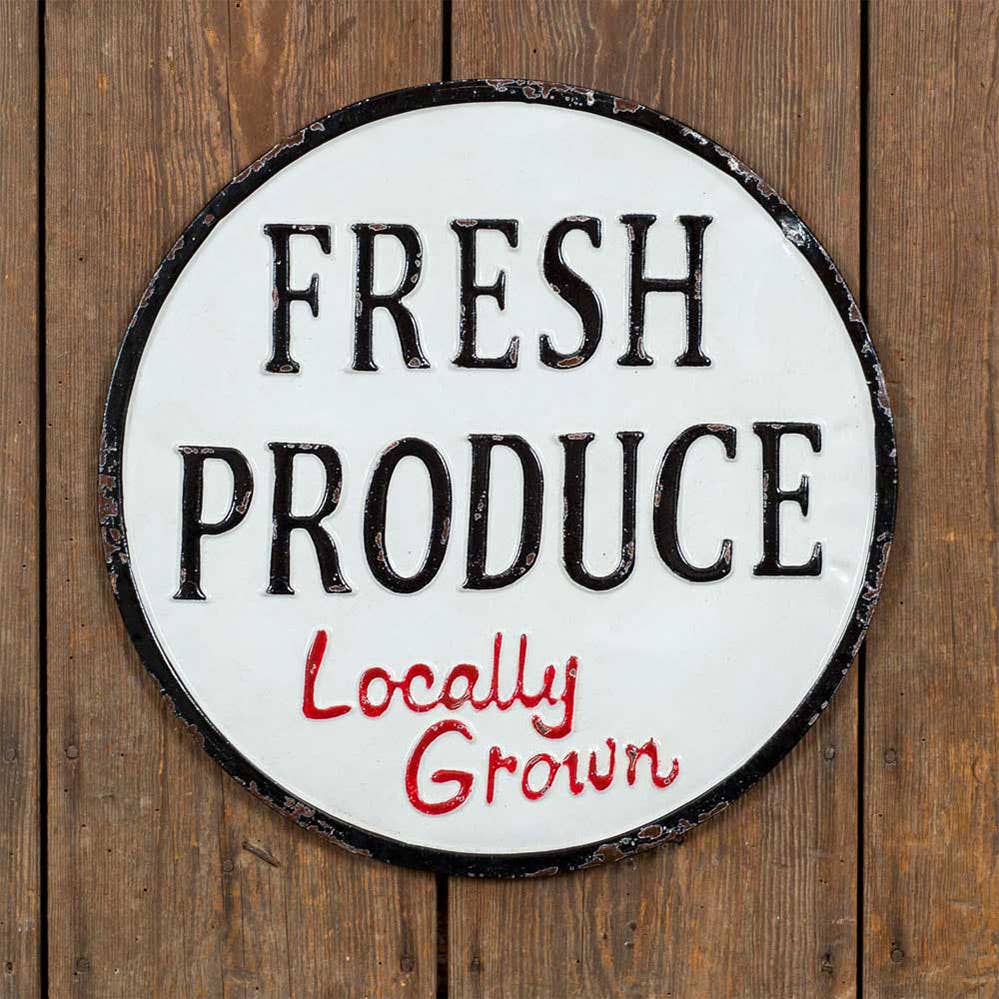 Fresh Produce Metal Wall Sign