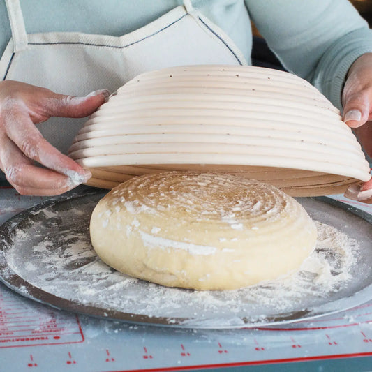 10" Round Bread Proofing Basket Rattan Bowl W/Cloth Liner