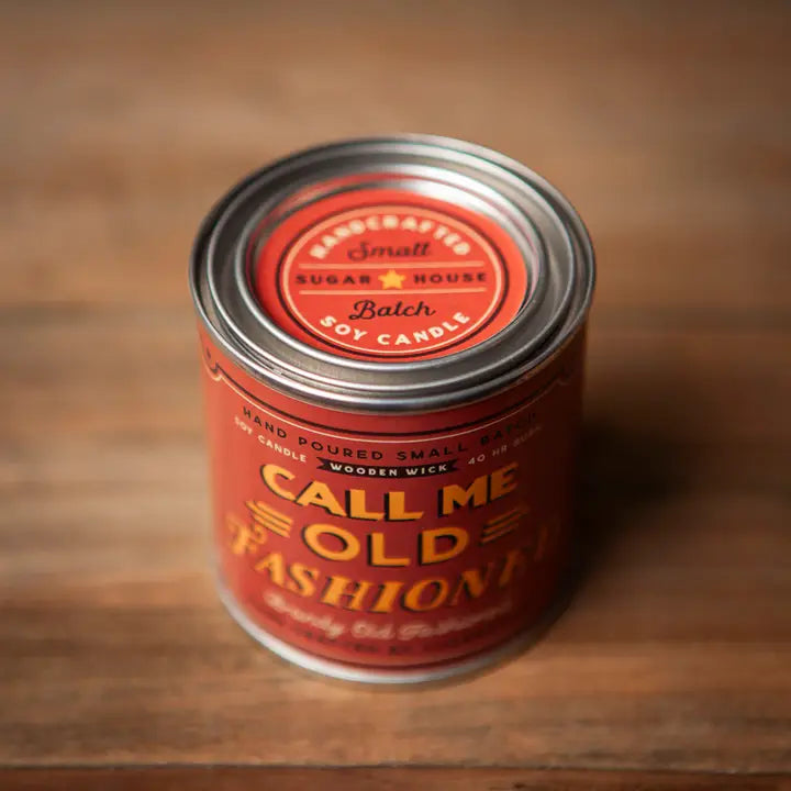 Sugarhouse Leather Call Me Old Fashioned Soy Candle with Wooden Wick