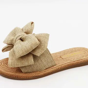 Bamboo ATHENA-24 Women Braided Sole Bow Tie Slipon Sandals