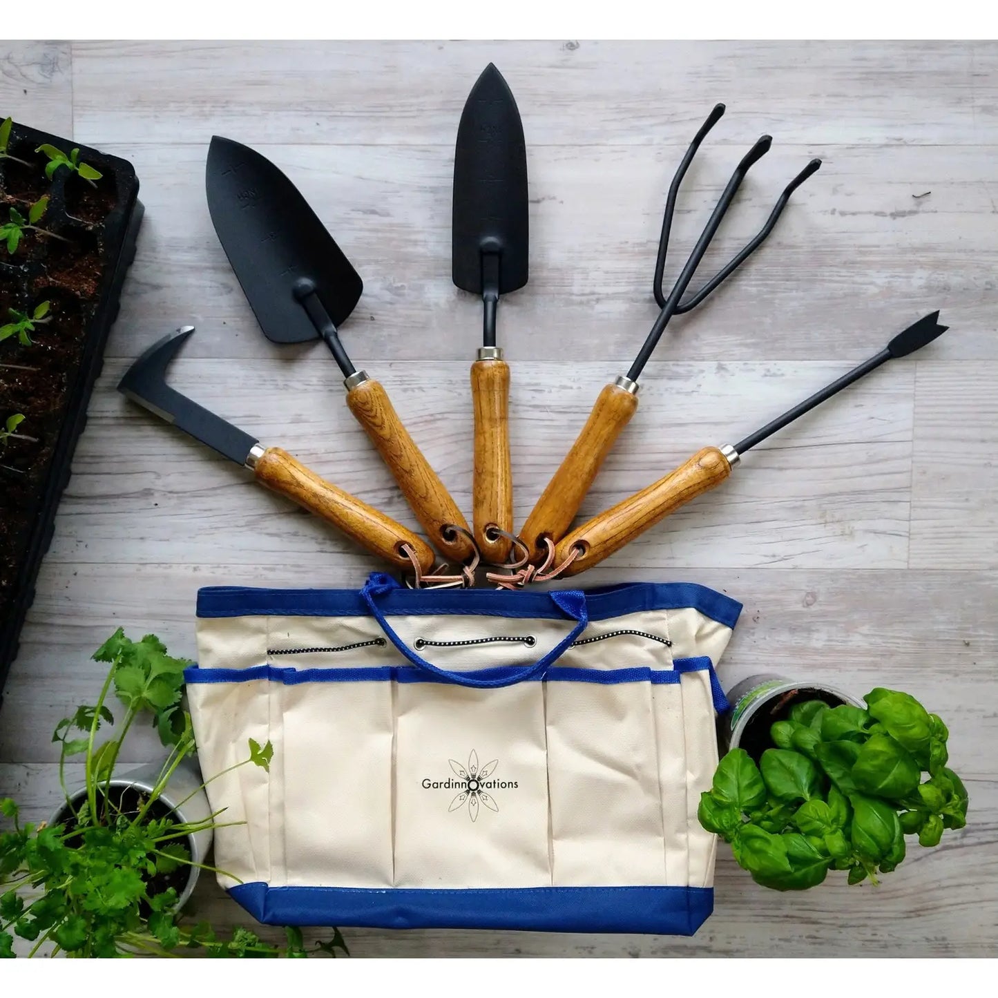 Essential Garden Tools Gift Set with Solid Wooden Handles