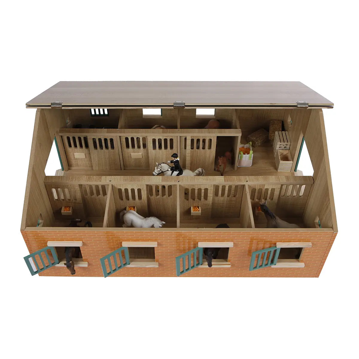 Kids Globe 1:24 Scale Wooden Horse Stable Toy with 7 Stalls