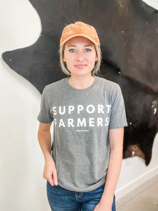 Western Support Farmers Grey Graphic Tee