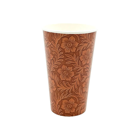 Floral Tooled Leather Cups (Pack of 8)